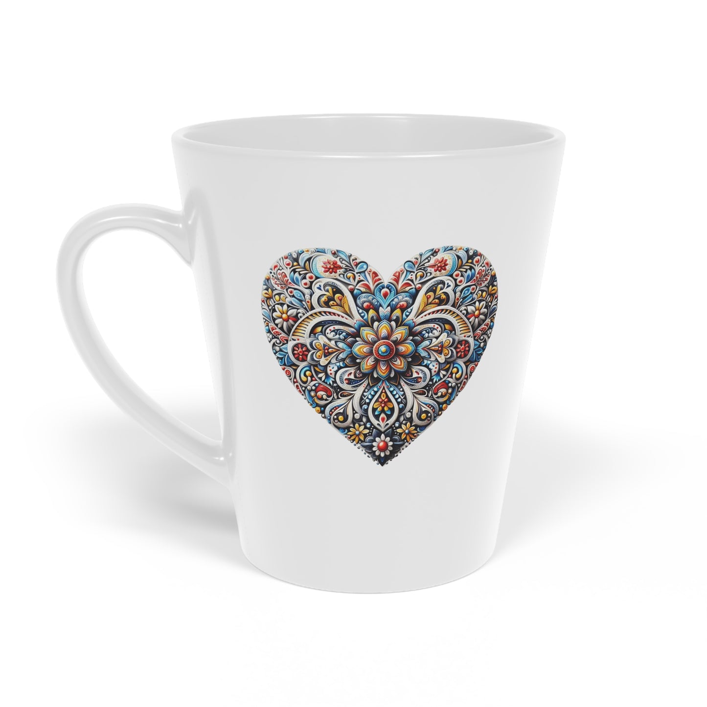 Decorative Latte Mug - 12oz Heart Design for Cozy Mornings