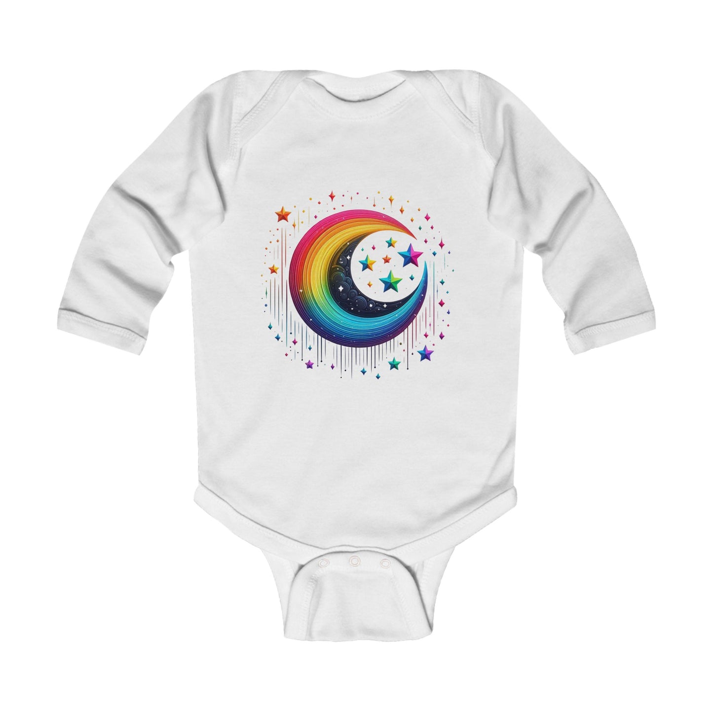 Colorful Moon & Stars Infant Long Sleeve Bodysuit - Perfect for Baby's First Nights