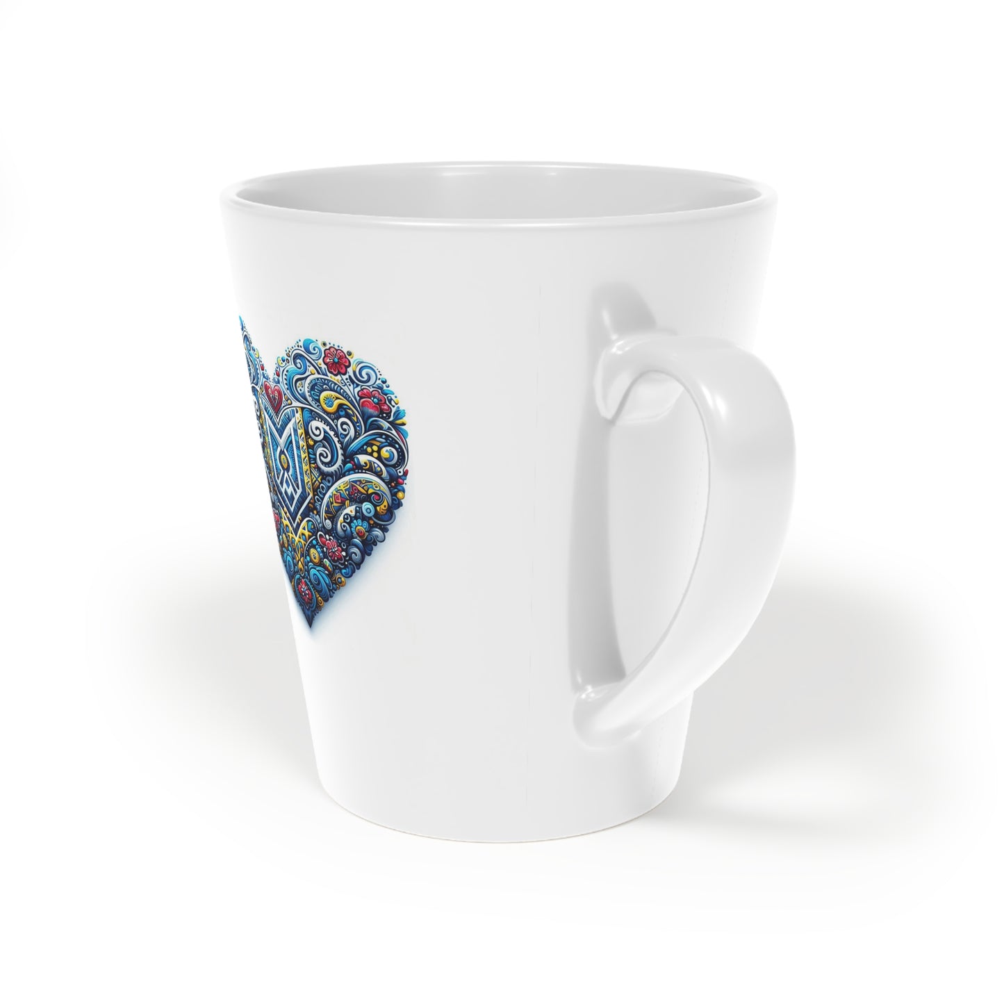 Decorative Latte Mug - 12oz Heart Design for Cozy Mornings