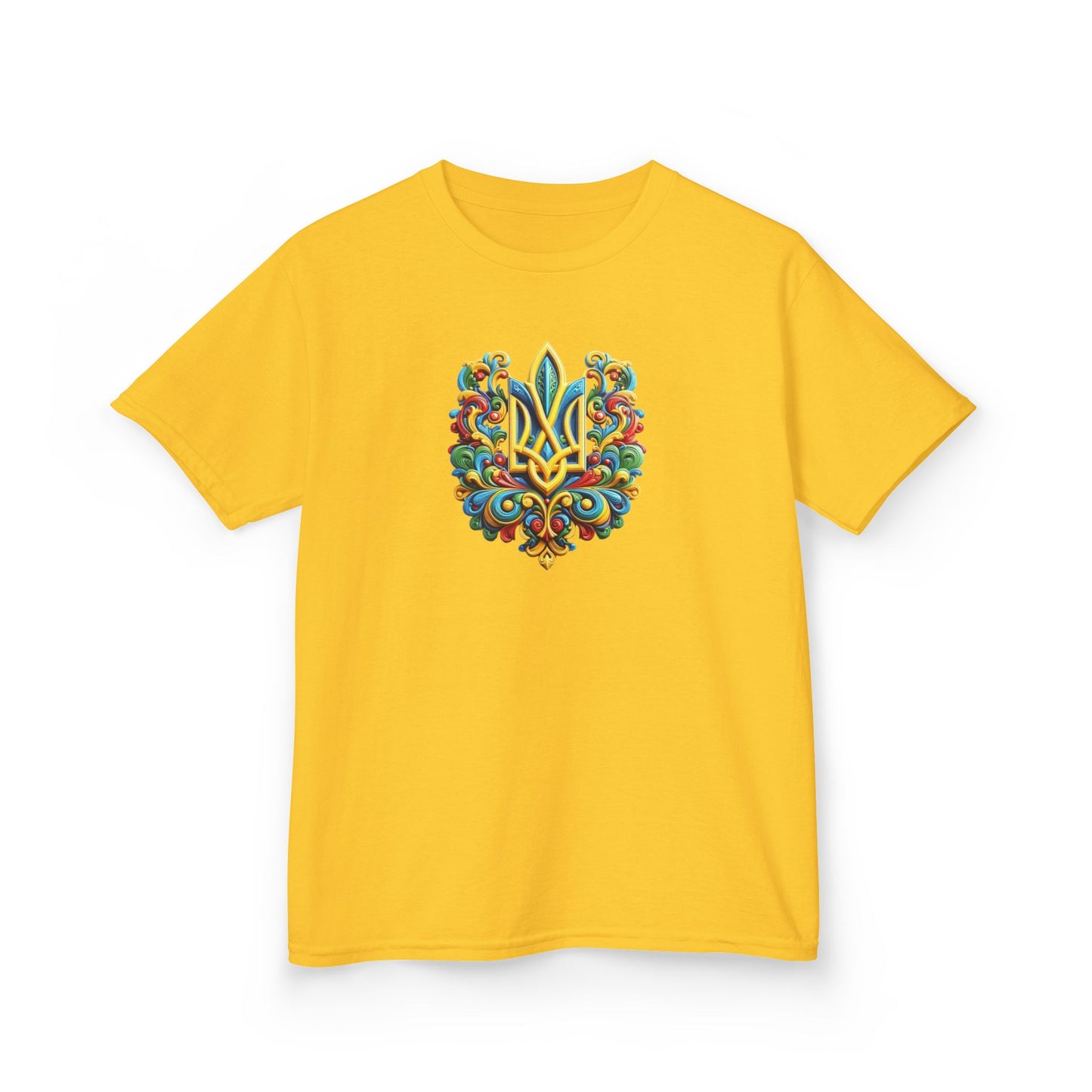 Kids Heavy Cotton™ Tee - Vibrant Folk Art Design for Celebrations