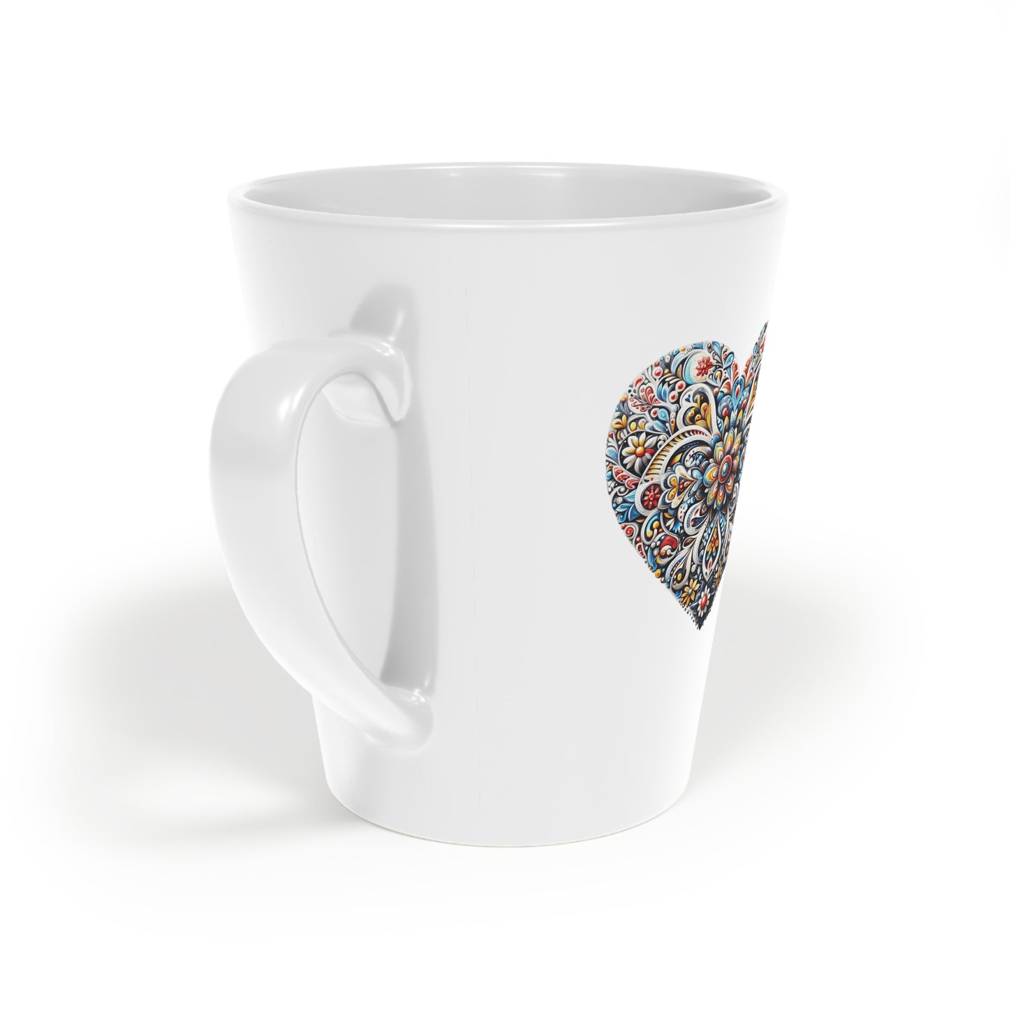 Decorative Latte Mug - 12oz Heart Design for Cozy Mornings
