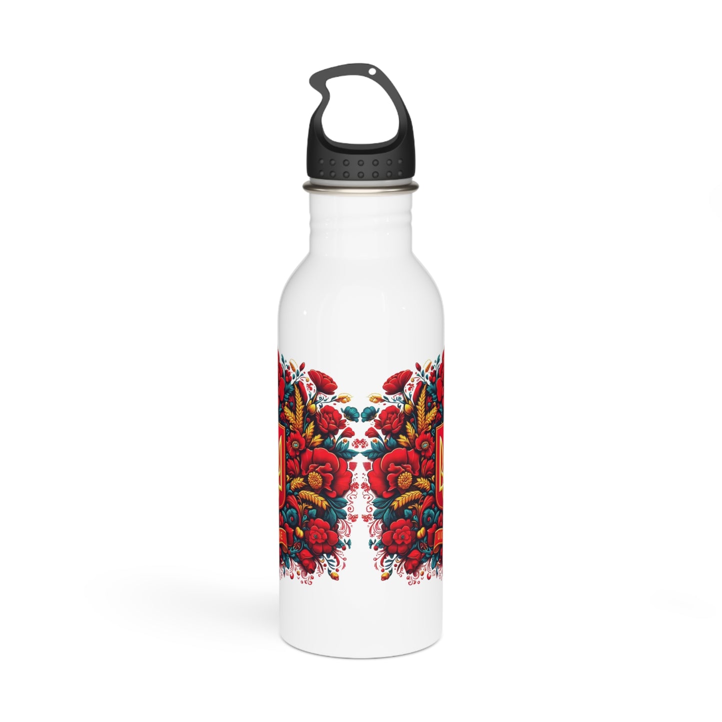 Floral Ukrainian Trident Steel Water Bottle - Eco-Friendly Hydration
