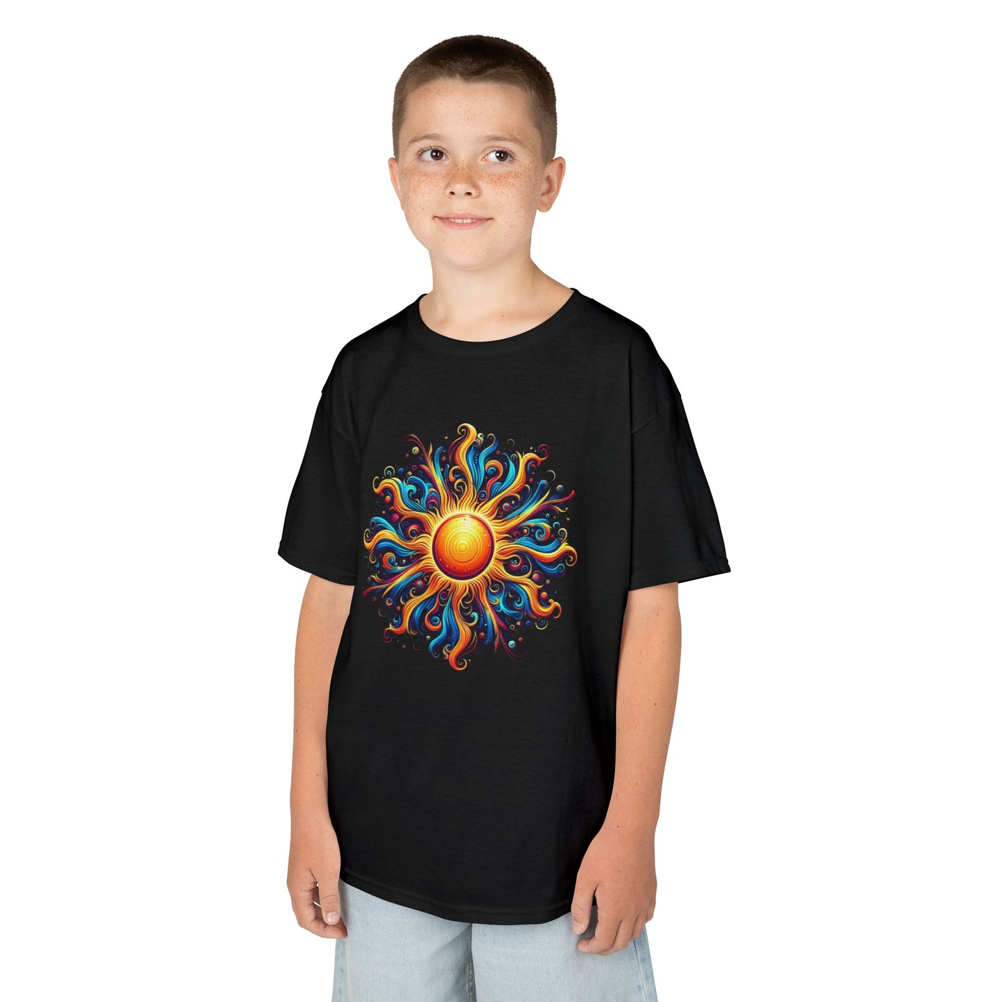 Kids Colorful Sun Graphic Tee for Summer Fun