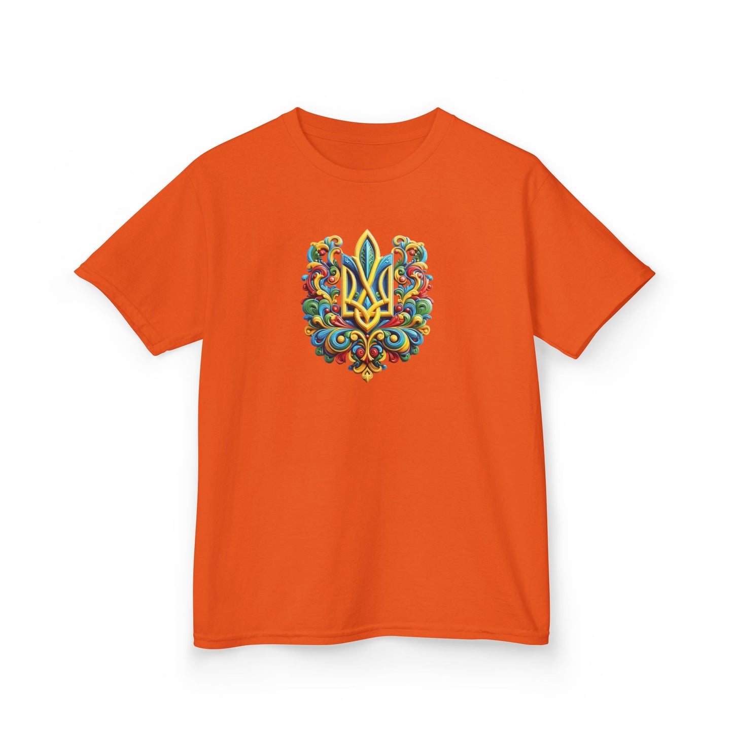Kids Heavy Cotton™ Tee - Vibrant Folk Art Design for Celebrations