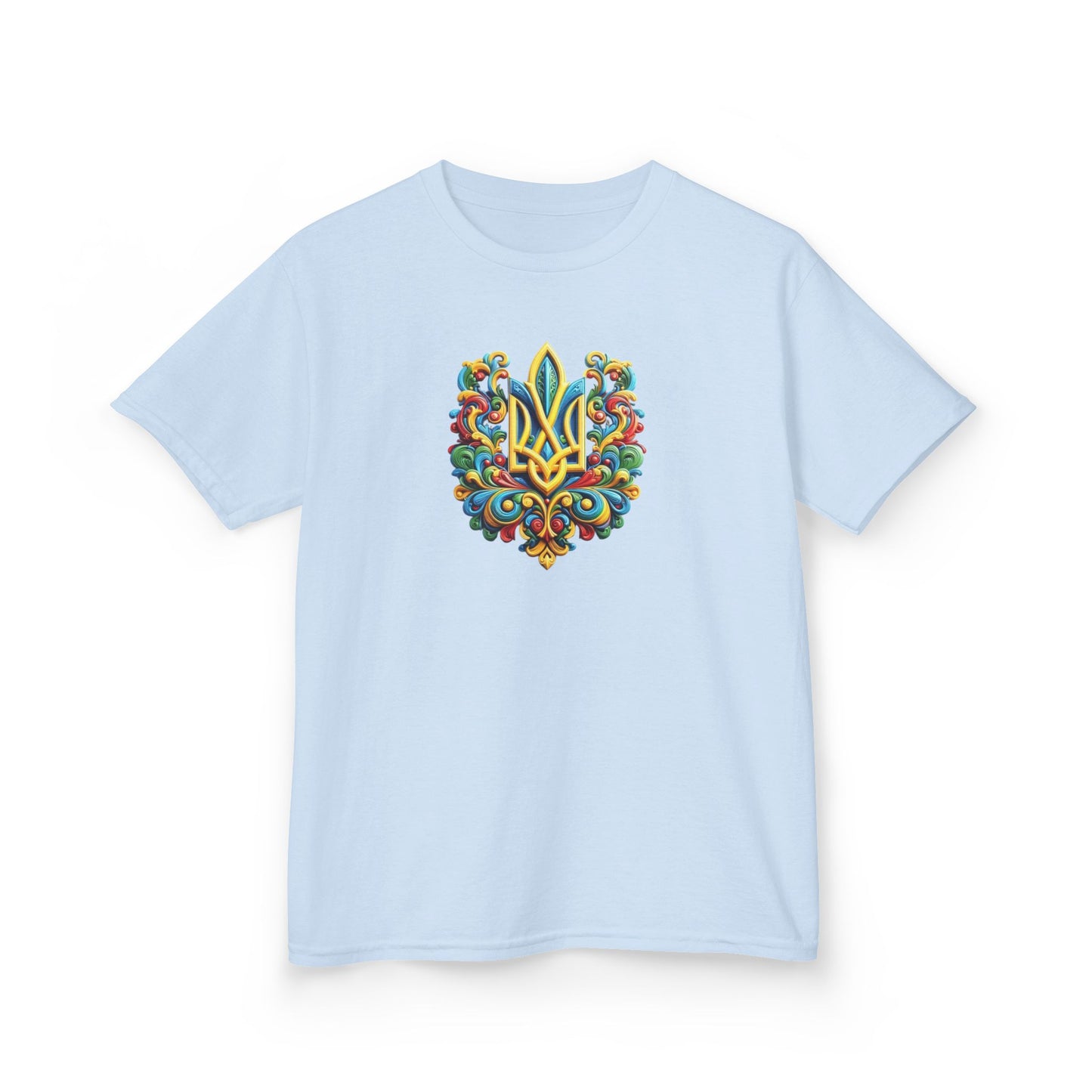 Kids Heavy Cotton™ Tee - Vibrant Folk Art Design for Celebrations