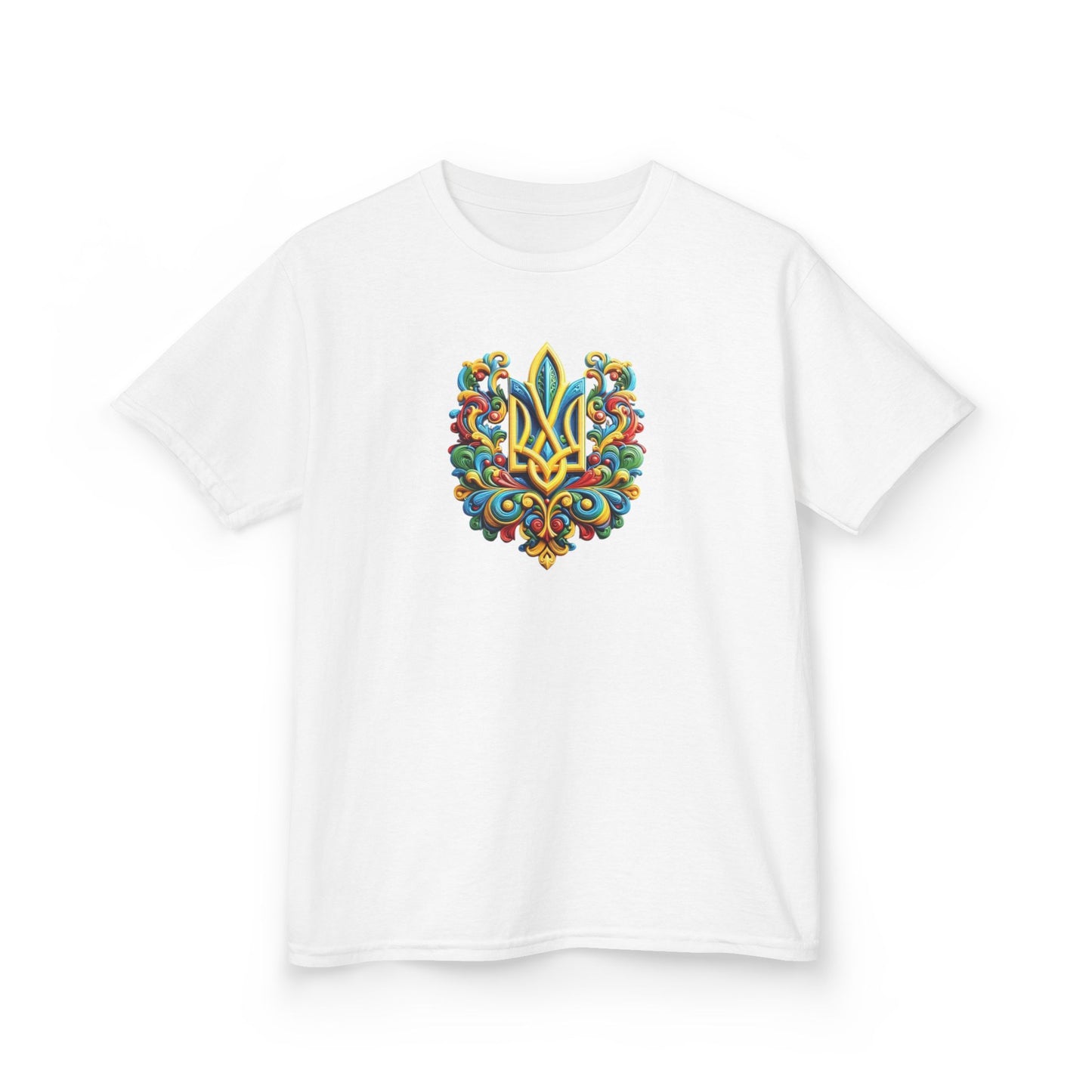 Kids Heavy Cotton™ Tee - Vibrant Folk Art Design for Celebrations