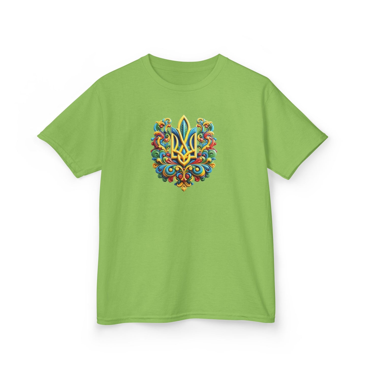 Kids Heavy Cotton™ Tee - Vibrant Folk Art Design for Celebrations