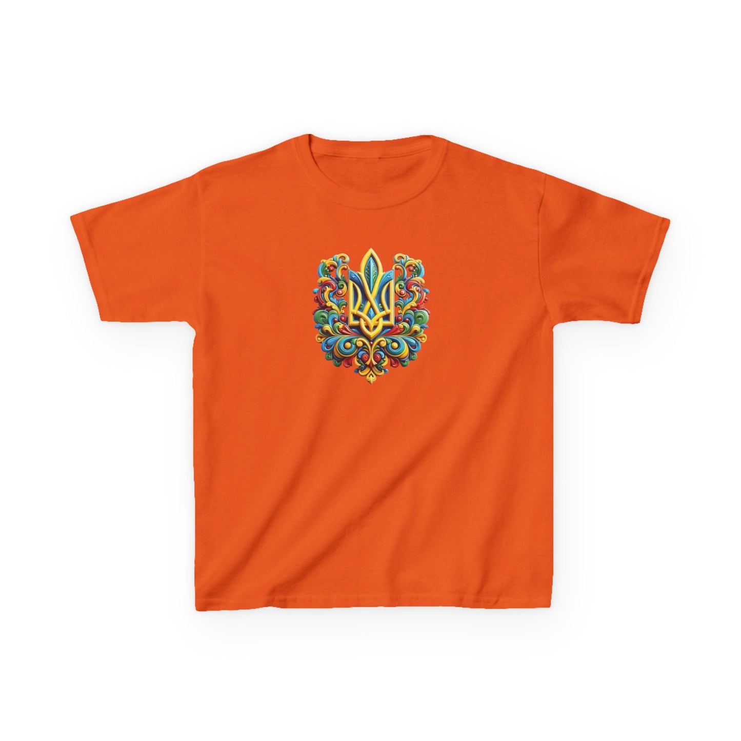 Kids Heavy Cotton™ Tee - Vibrant Folk Art Design for Celebrations