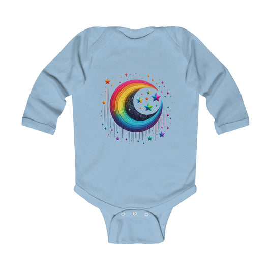 Colorful Moon & Stars Infant Long Sleeve Bodysuit - Perfect for Baby's First Nights