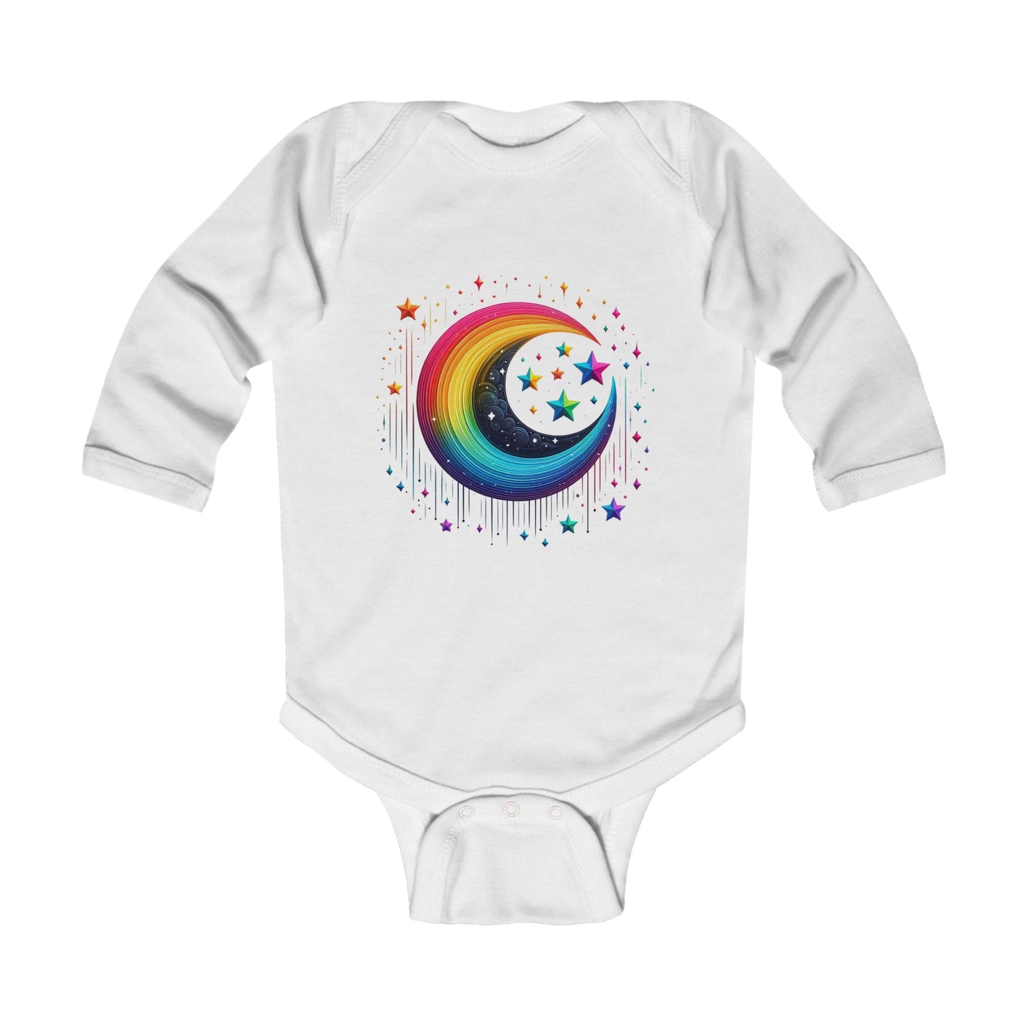 Colorful Moon & Stars Infant Long Sleeve Bodysuit - Perfect for Baby's First Nights