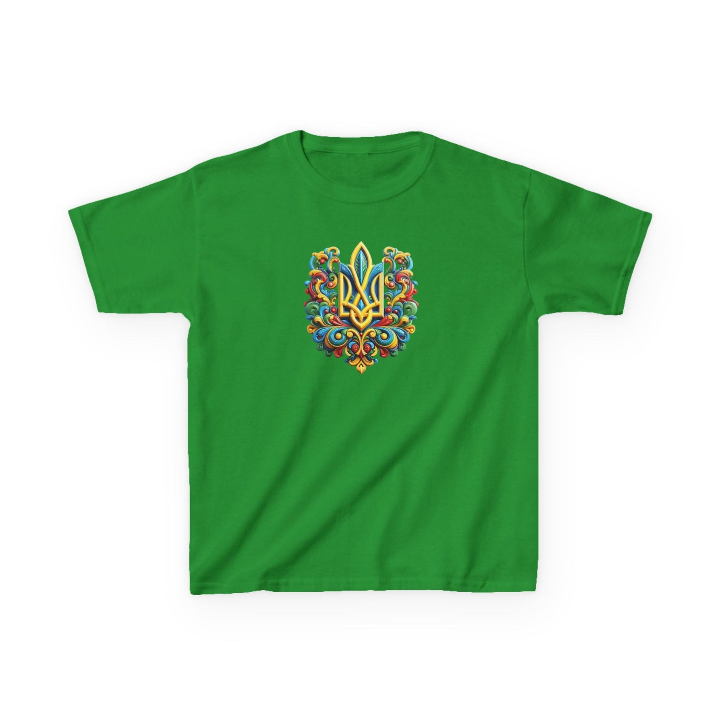 Kids Heavy Cotton™ Tee - Vibrant Folk Art Design for Celebrations