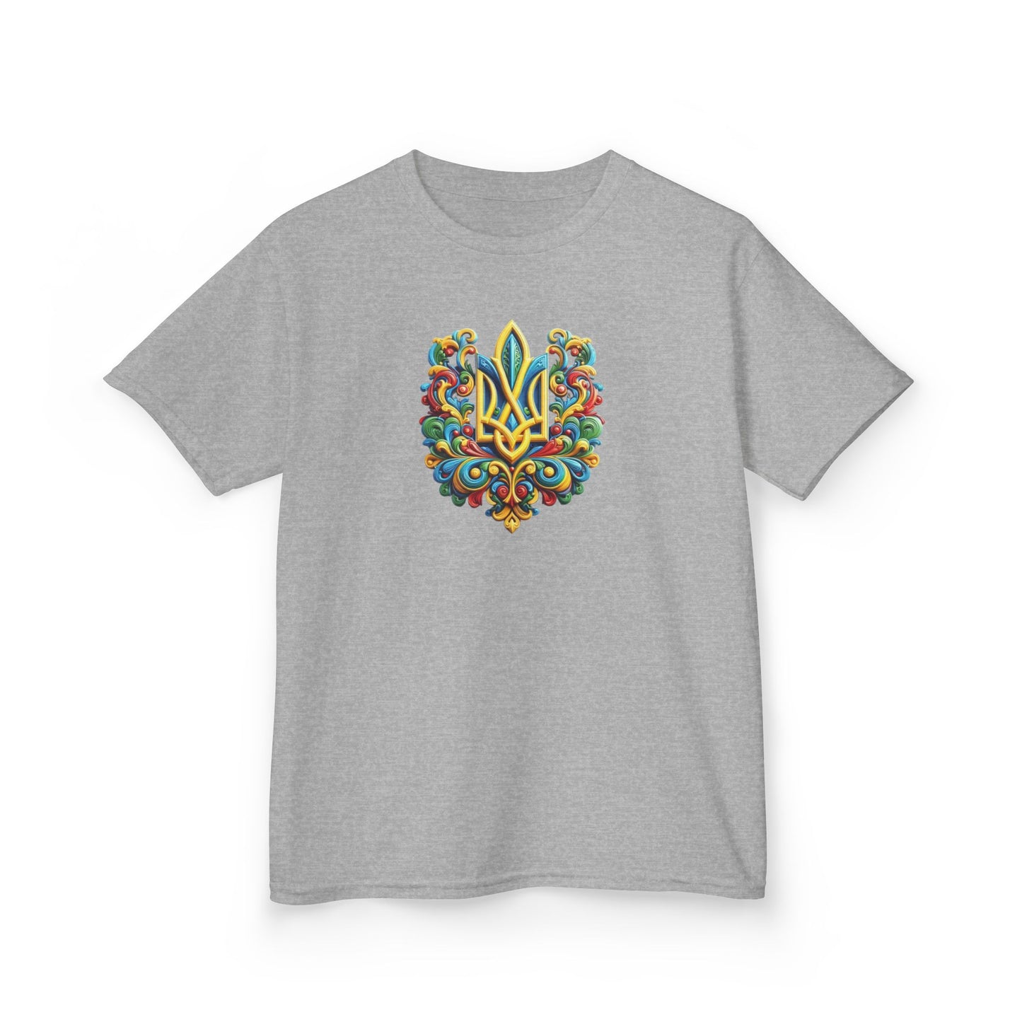 Kids Heavy Cotton™ Tee - Vibrant Folk Art Design for Celebrations