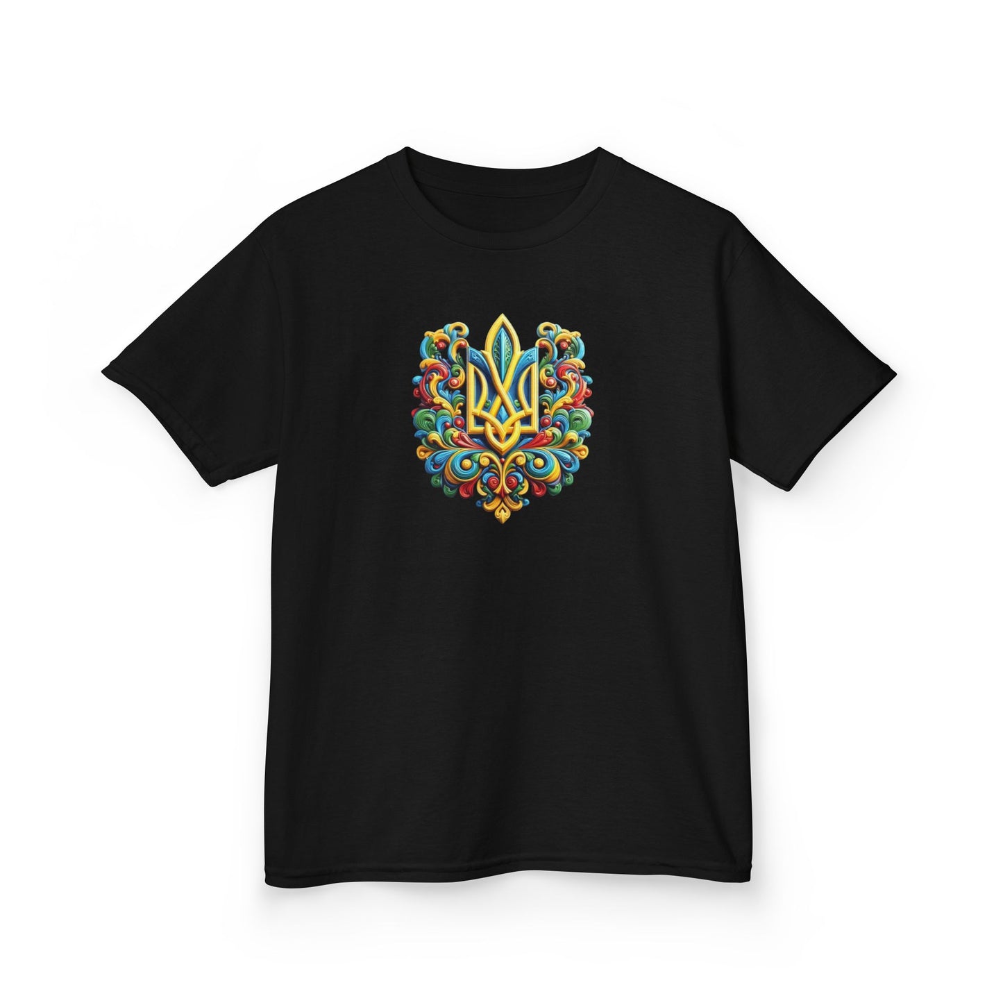 Kids Heavy Cotton™ Tee - Vibrant Folk Art Design for Celebrations