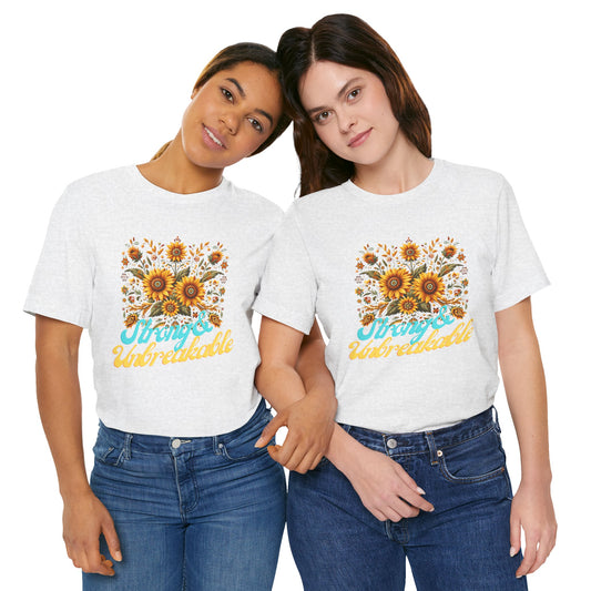 Unisex Floral Graphic Tee - Strong & Unbreakable