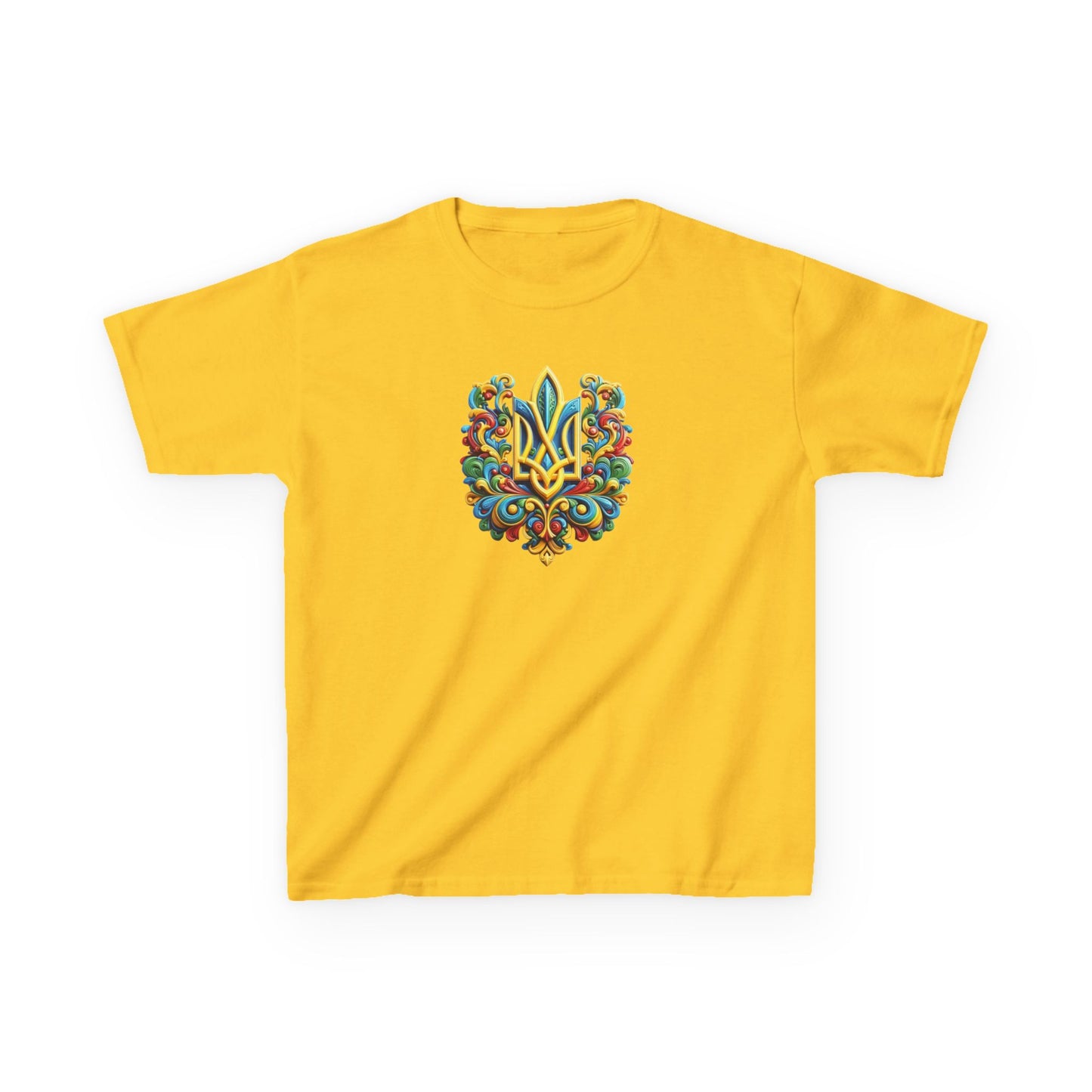 Kids Heavy Cotton™ Tee - Vibrant Folk Art Design for Celebrations