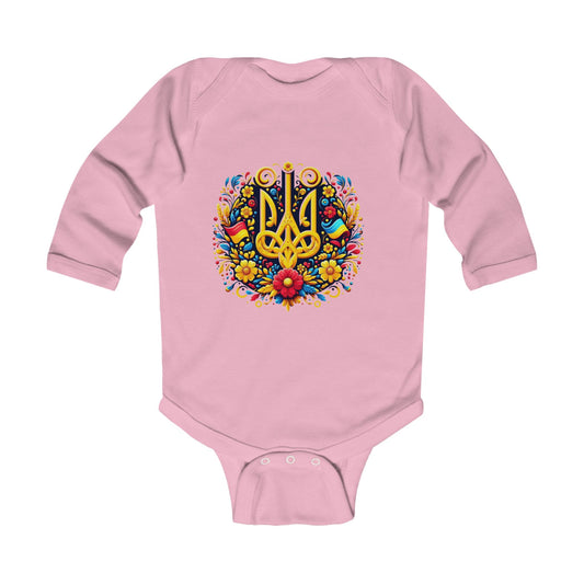 Ukrainian Trident Infant Long Sleeve Bodysuit - Cute Baby Gift for Celebrations