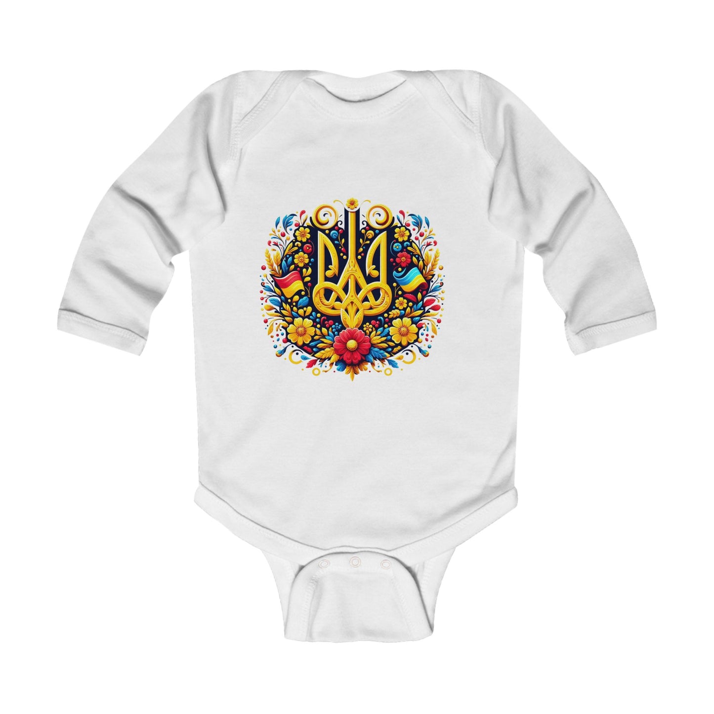 Ukrainian Trident Infant Long Sleeve Bodysuit - Cute Baby Gift for Celebrations