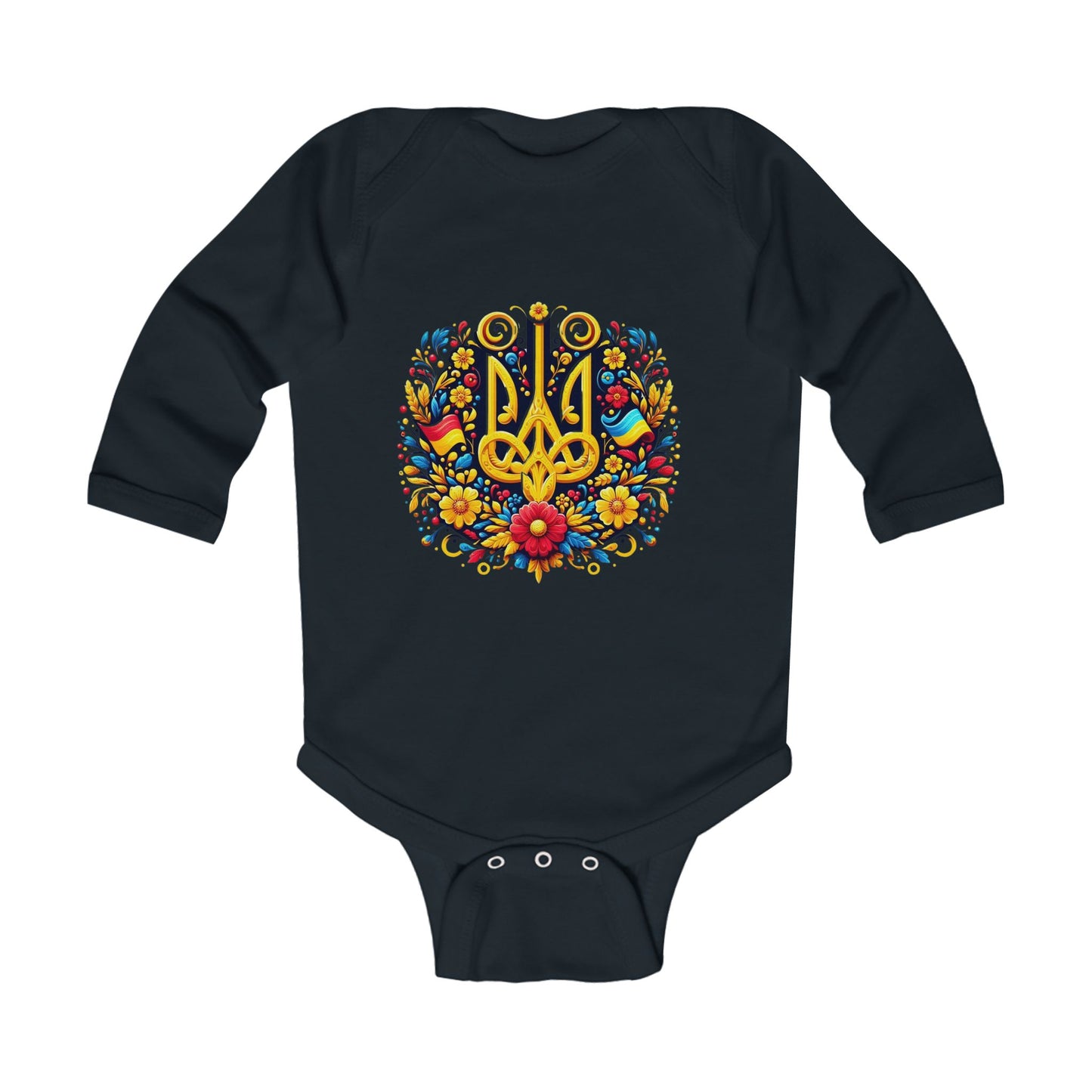 Ukrainian Trident Infant Long Sleeve Bodysuit - Cute Baby Gift for Celebrations