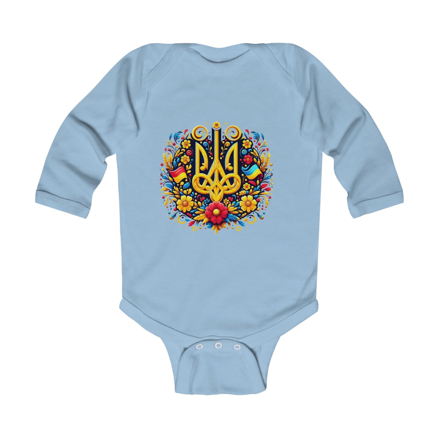 Ukrainian Trident Infant Long Sleeve Bodysuit - Cute Baby Gift for Celebrations