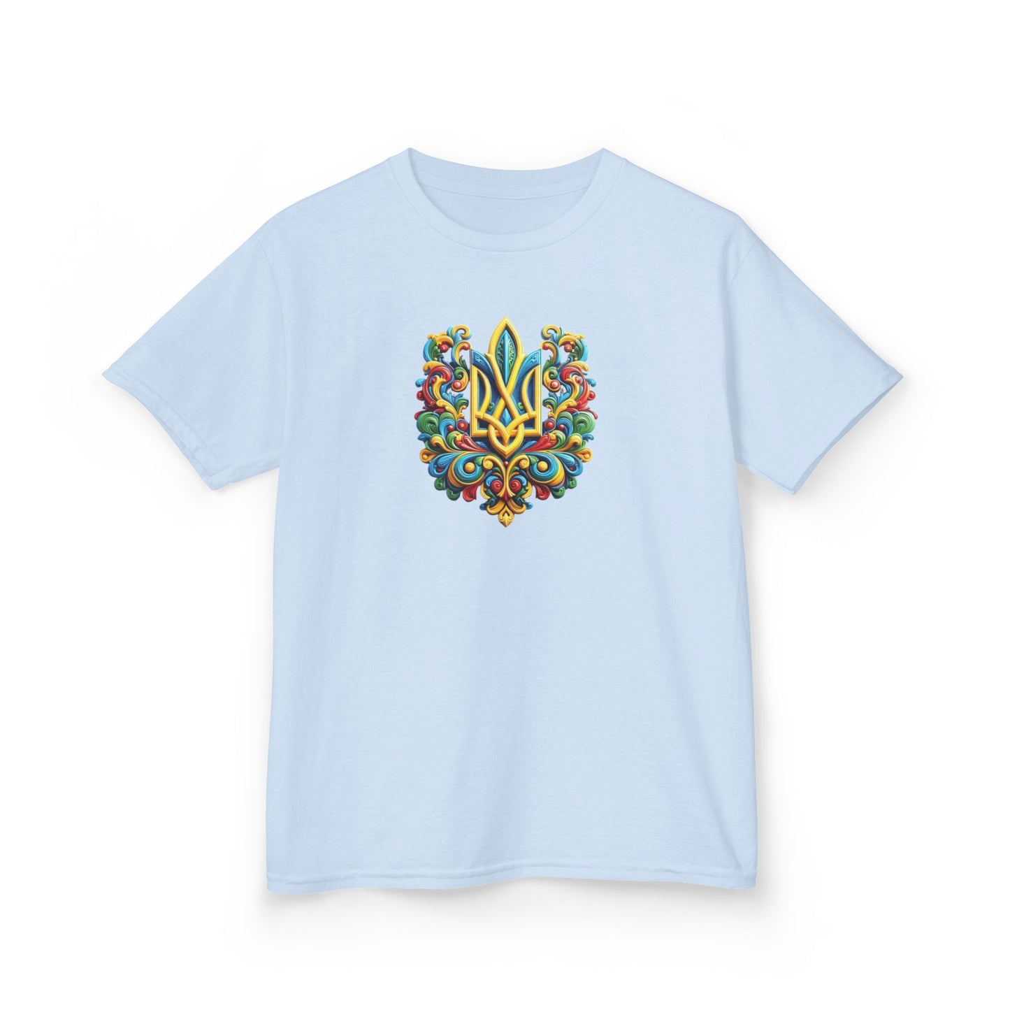 Kids Heavy Cotton™ Tee - Vibrant Folk Art Design for Celebrations