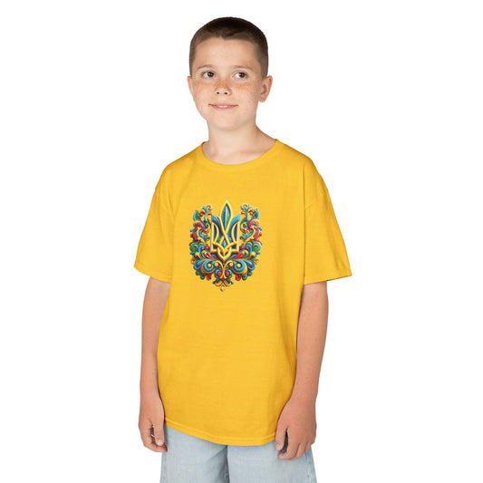 Kids Heavy Cotton™ Tee - Vibrant Folk Art Design for Celebrations