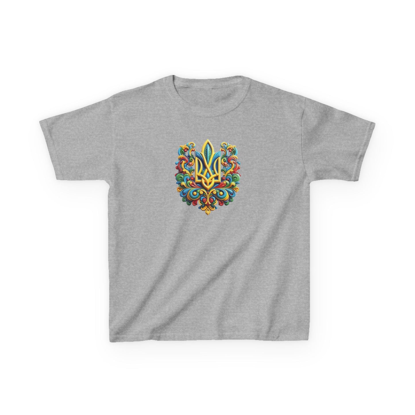 Kids Heavy Cotton™ Tee - Vibrant Folk Art Design for Celebrations